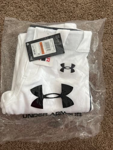 White Unisex Small Youth Under Armour Game Pants (New)