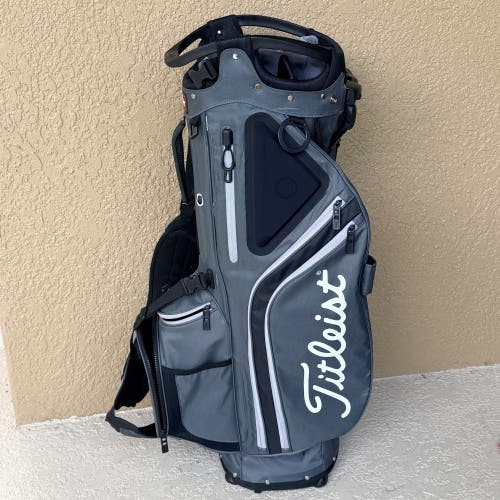 Titleist Hybrid 14 Stand Golf Bag 14-Way Divider Cart 8 Pocket Charcoal ONE LEG