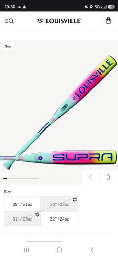 2027 Louisville Slugger Supra Composite USSSA Certified Bat (-8) 24 oz 32" (Used)