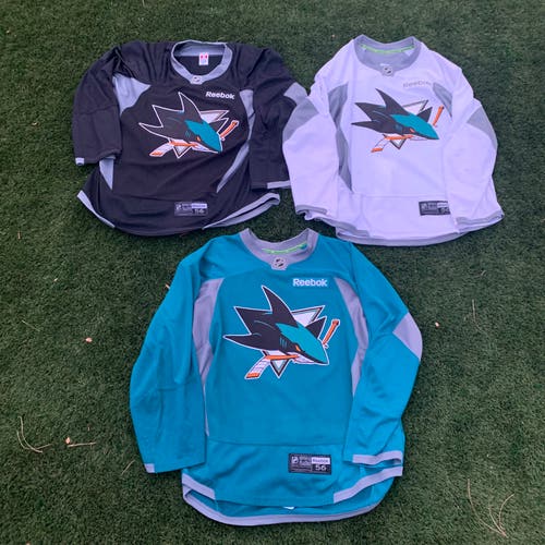 San Jose Sharks Pro Stock Practice Jerseys Size 56 Lot of 3 Reebok Edge 3.0 *Read Full Description*