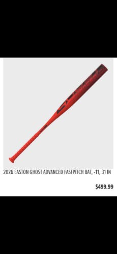 (New!!!) 2026 Easton Ghost Advanced Composite Bat (-11) 20 oz 31"
