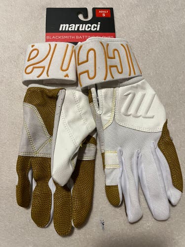 NEW Marucci (Adult S) Blacksmith Batting Gloves Baseball Softball White/Tan Brown