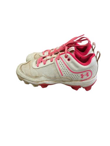 Used Under Armour GLYDE BB/SB Cleats White And Pink Junior 03 11692-S000152848
