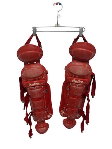 Used Rawlings 9DCW Catchers Leg Guards Red Junior 11692-S000152991