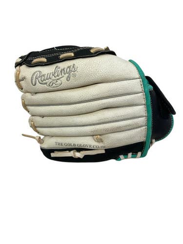 Used Rawlings FP105BW RH Throw Fastpitch Gloves Black And White 10 1/2" 11692-S000153051