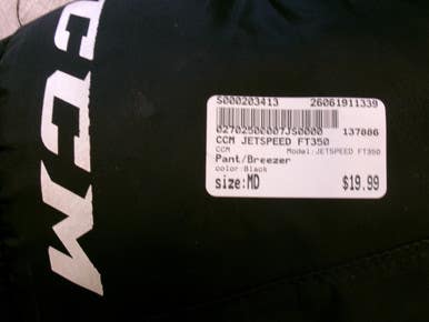 Used CCM JETSPEED FT350 Junior Pant Black MD 11339-S000203413