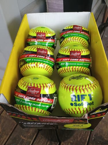 BRAND NEW, Individually wrapped.  Rawlings Sof Dot Rif 1 11" Softball 12 Pack (1 Dozen) (New)