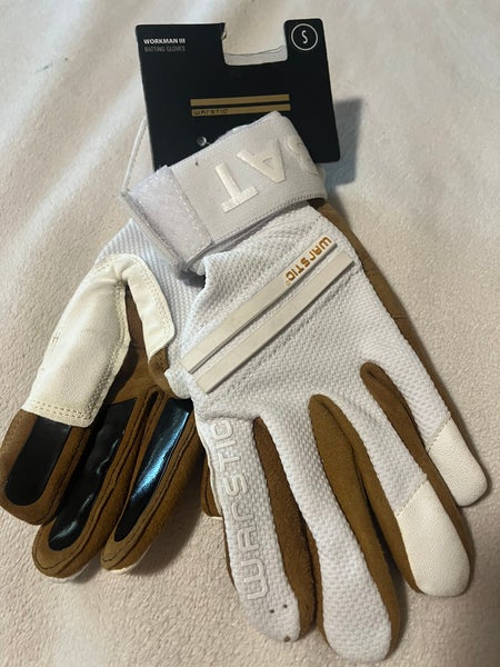NEW Warstic Adult S Workman III Batting Gloves Baseball Softball White/Tan Brown