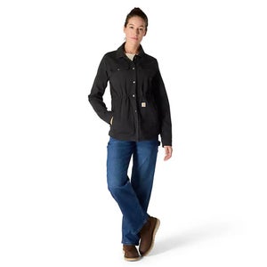 Carhartt Tencel Fiber Series Coat Women S Black Button Front Long Sleeve JAX1686