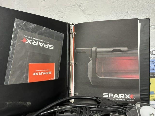 Set of two Sparx Generation 1 commerical skate sharpeners with dust collection vacuum