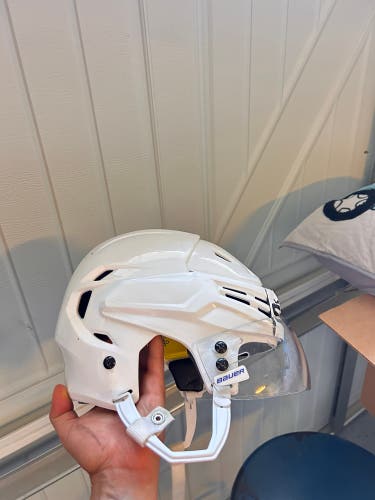 Medium Bauer White Helmet Pro Stock (Used)