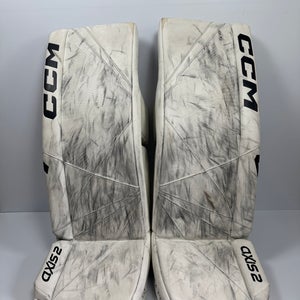 Used 33" + 1" Senior CCM Axis 2 Goalie Leg Pads - White