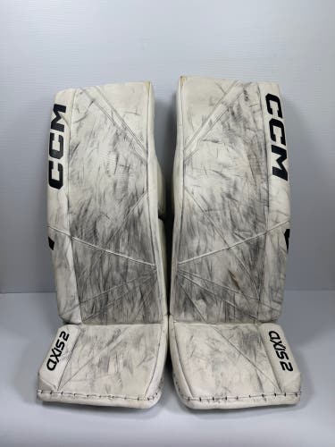 Used 33" + 1" Senior CCM Axis 2 Goalie Leg Pads - White