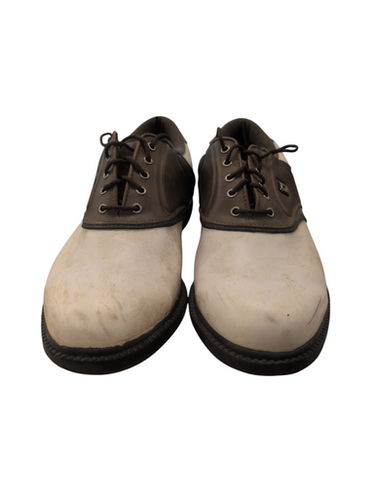Used Foot Joy WHITE AND BROWN Mens Golf Shoes White Senior 9 11863-S000026150