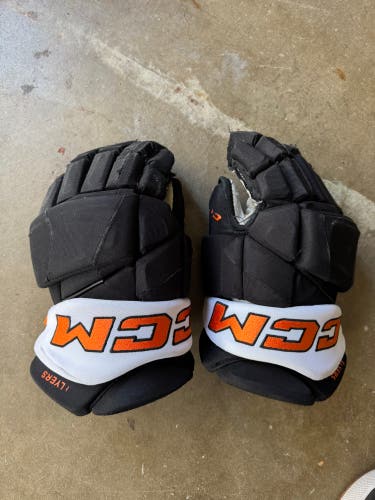 Philadelphia Flyers CCM HGPJSPP Gloves 14" Pro Stock # 17