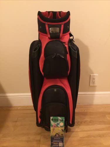 RJ Sports Cart Golf Bag with 14-way Dividers & Rain Cover (Black & Red)