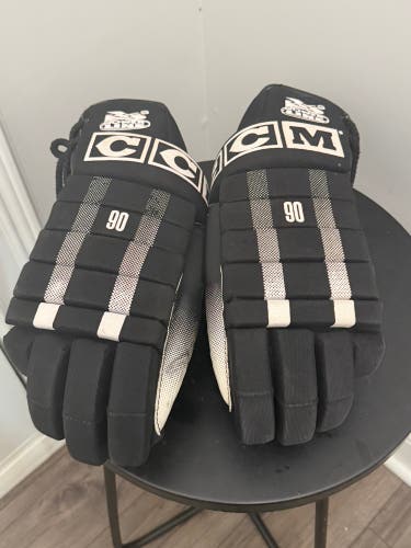 CCM Power Line 90 Vintage Hockey Gloves Black Pair Classic 80s 90s Era