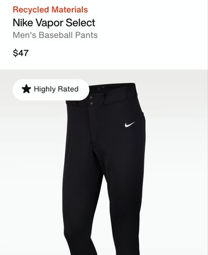 Black Men's XXL Adult Nike Game Pants (New)