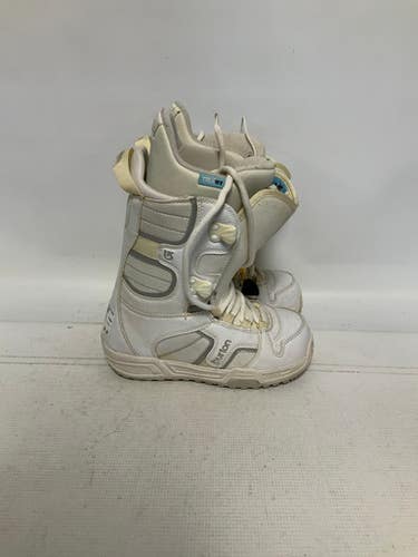Used Burton Coco Truefit Girls Snowboard Boots White Junior 04 11823-s000028845