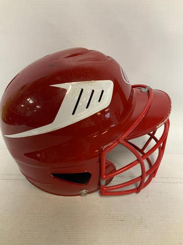 Used Rawlings Cfbhn-r2 Batting Helmet W Mask Red Md 11823-s000031831