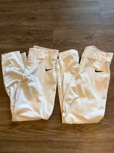 White Large Youth Nike Baseball Pants (Used)