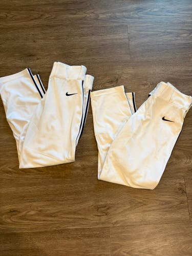 White Large Youth Nike Baseball Pants (Used)