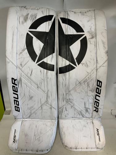 Used Bauer M5 Pro Large 35+1 Goalie Leg Pads Senior White 35" 11823-s000040109