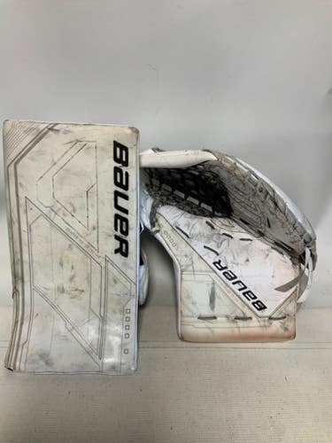 Used Bauer Mach Sr Set Catch Block Senior Goalie Catcher White 11823-s000040110