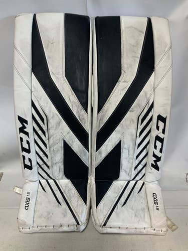 Used Ccm Axis 1.5 30+1 Goalie Leg Pads Junior White And Black 30" 11823-s000040184