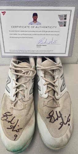 ST5 Mets BRANDON NIMMO Game Used Signed Auto Cleats 2024 Season FANATICS