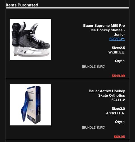 2024 Bauer Supreme M50 Pro Hockey Skates Extra Wide Width Size 2.5 (Used)