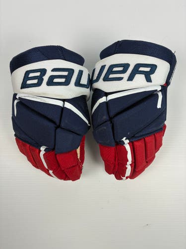Used 13" Bauer Vapor Pro Team Pro Stock Hockey Gloves - Blue/Red/White