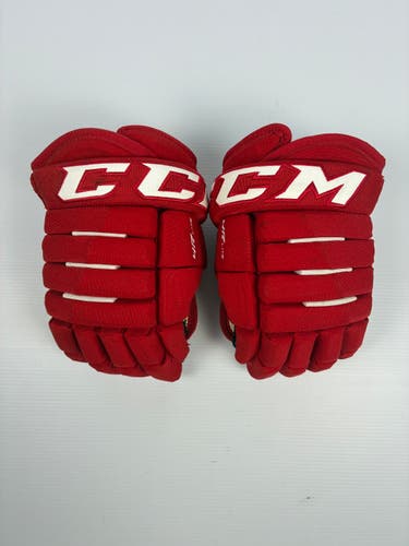 Used 12" CCM Tacks 4 Roll Lite Hockey Gloves - Red