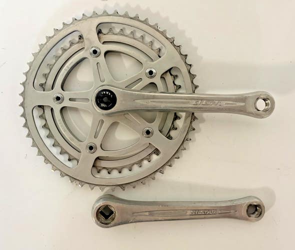 Vintage SR Sakae Silstar 170mm 52/42 Silver Aluminum Road Bike Double Crankset