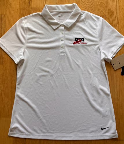 Pro Stock Team USA Hockey Nike Polo Golf Shirt - Size M (NEW)