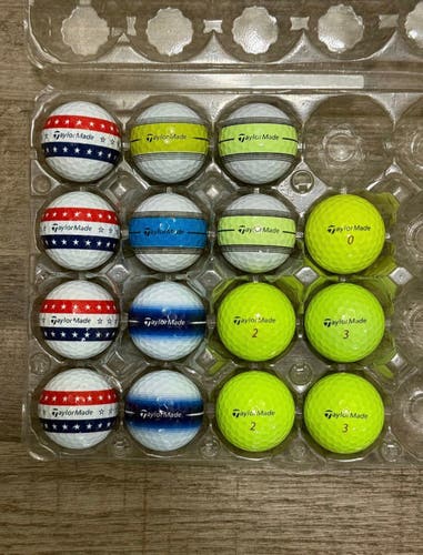 15 TaylorMade Tour Response Golf Balls - Stripe Design and Yellow