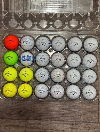 24 Callaway Supersoft Golf Balls - Colored and Splatter 360 Design, 5A Mint