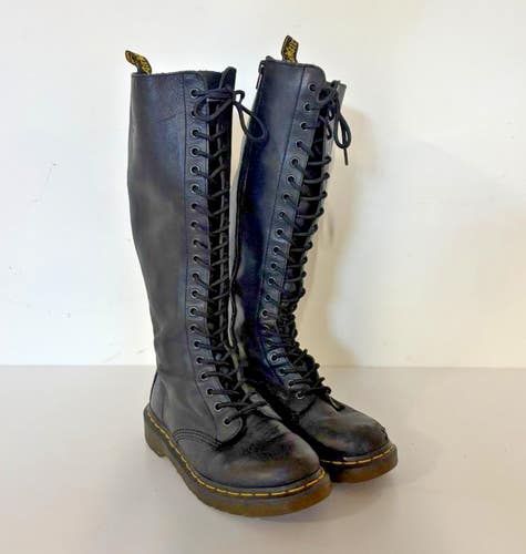 Dr Martens BEX 1B60 Tall Black Leather Side Zip Air Wair Boots US 7 EU 38