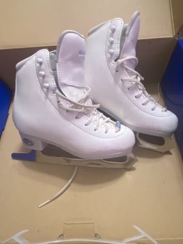 Riedell Topaz Junior Ice Skates White Size 13 JR | Capri Stainless Steel Blades (Used)