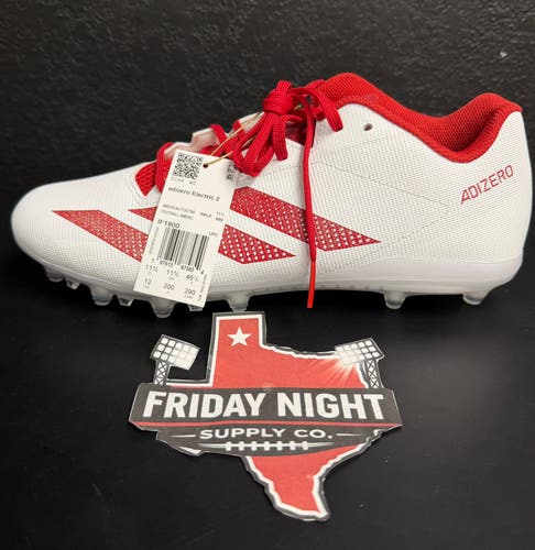 Adidas Adizero Electric 2 Football Cleats Men’s Size 12 White/Red Molded Speed Cleats NEW