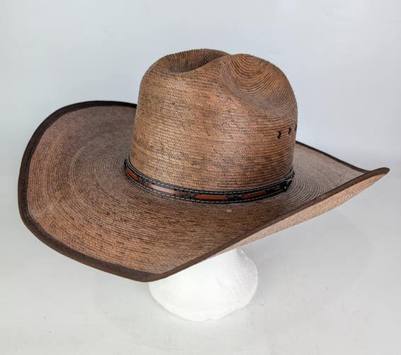 Justin Men's Bent Rail Buck Up Brown Straw Cowboy Western Hat Size: 7 3/8