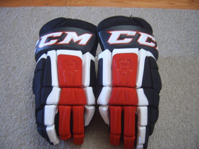 Excellent Condition CCM U+ 08 Senior Hockey Gloves 15" Black/Red/White