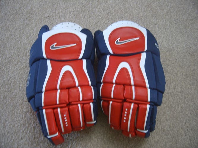 Rare Pro Stock Nike Quest 1 Senior Hockey Gloves 15.5" Blue/Red/White