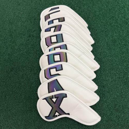 10 Piece Golf Iron Head Covers Embroidery Holographic Number/Letter 4-PW+AW+SW+X