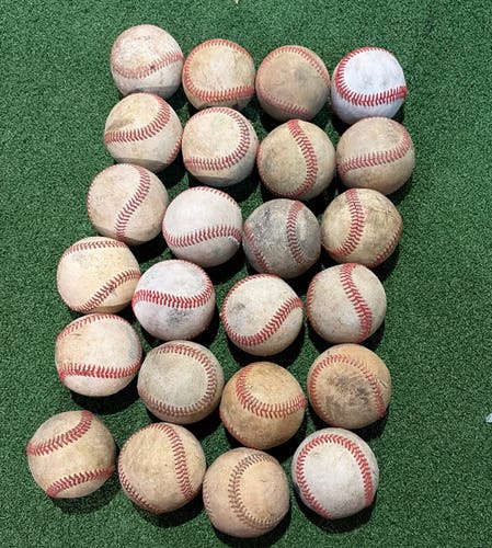 24 used leather baseballs. Good seams great BP balls