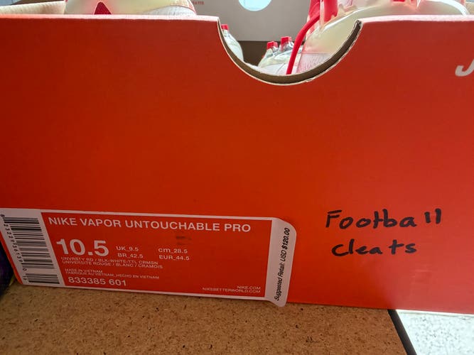 Red Men's Size M 10.5 (W 11.5) Adult Nike Vapor untouchable pro 3 Cleats (New)