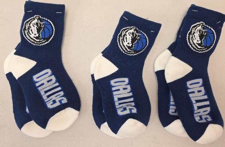 ST1 YOUTH NBA DALLAS MAVERICKS Crew Socks Lot of 3 Pair New