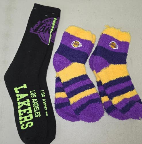 ST1 Mens NBA LOS ANGELES LAKERS Crew Socks Lot of 3 Pair LARGE New