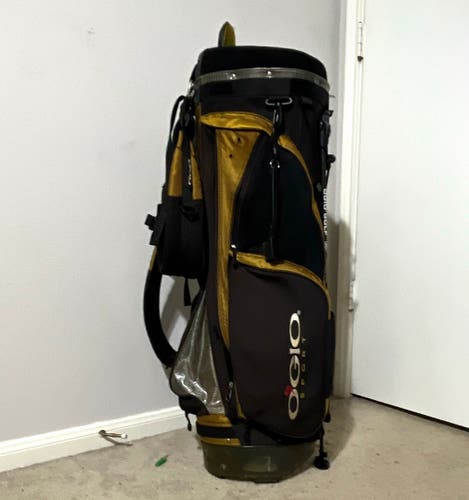 OGIO Sport Stand Golf Bag Black/Gold Nylon 4-Way Dividers Zip Shoulder Strap