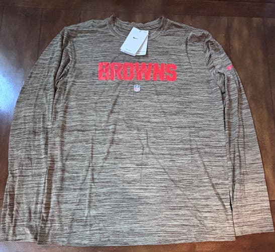 Cleveland Browns Nike Long Sleeve On Field Dri-Fit T Shirt Adult Large NWT
